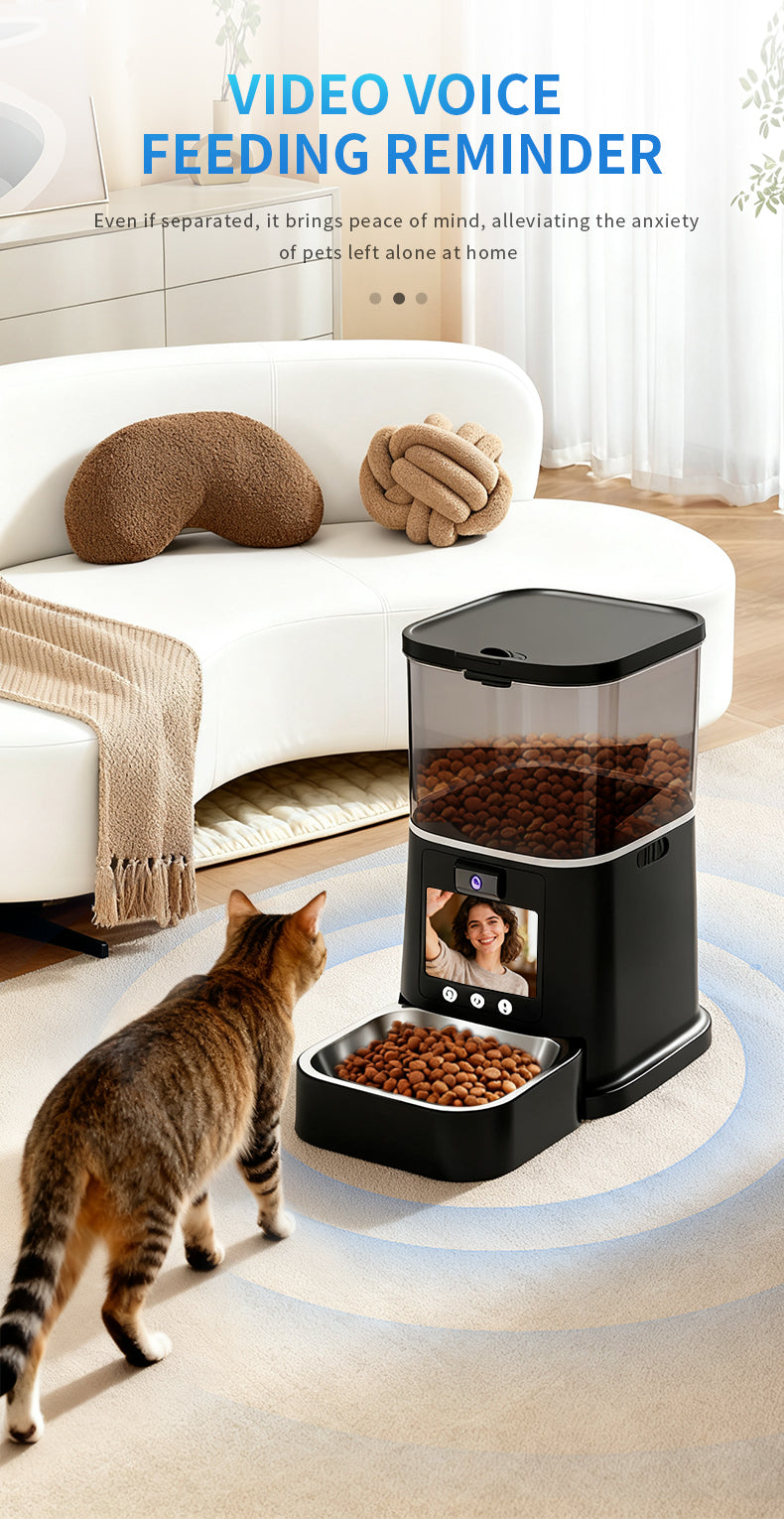 Smart Pet Feeder with Camera – Large Capacity Automatic Cat Food Dispenser, App Remote Control, Real-Time Monitoring