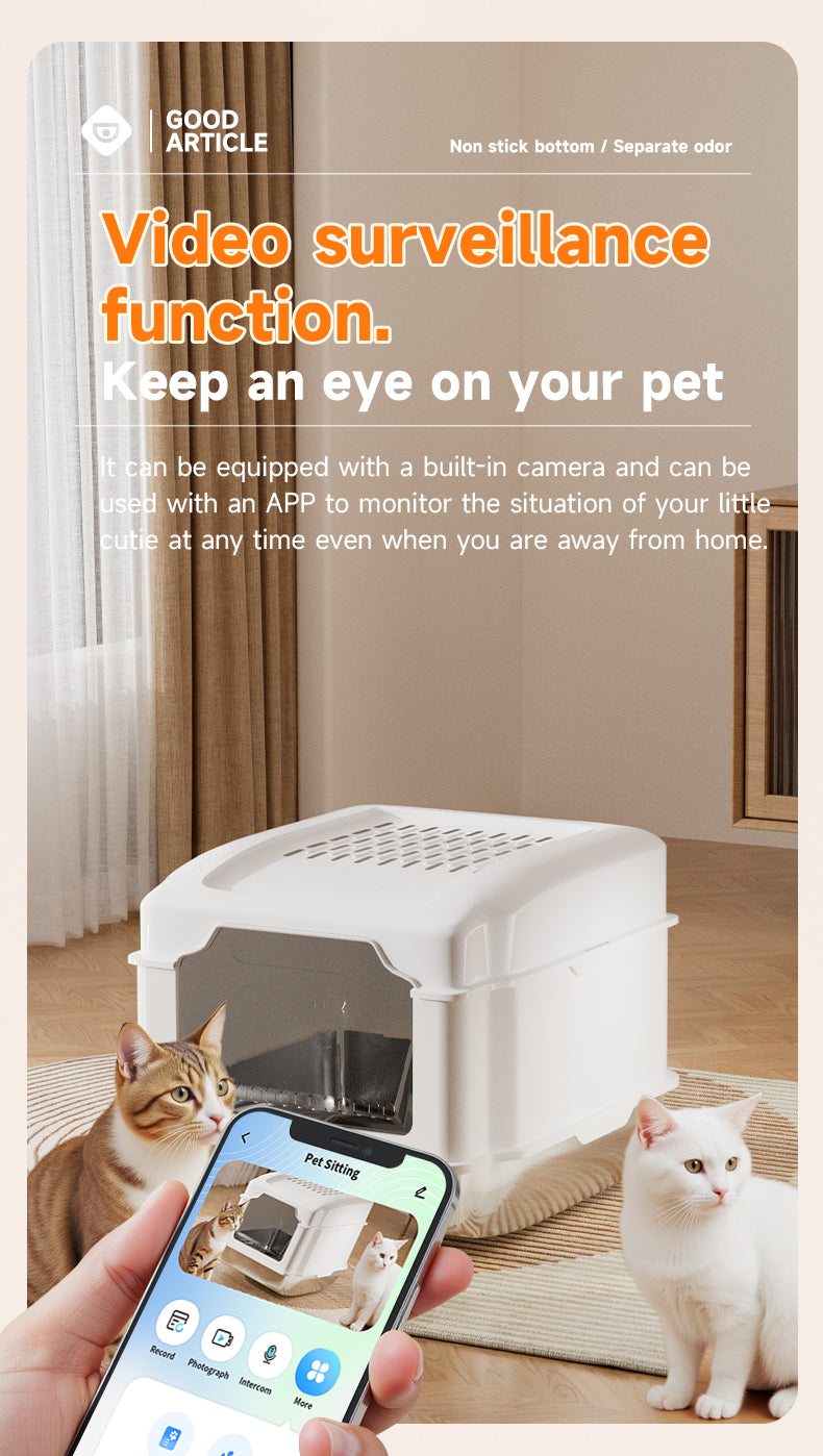Stainless Steel Cat Litter Box S5 – Non-Stick, Easy Cleaning, Odor-Blocking Enclosed Design