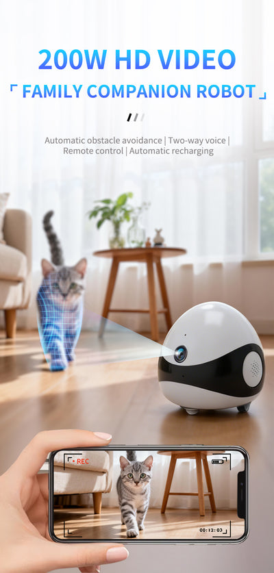 HD Pet Robot with Voice Interaction, Infrared Laser Teaser, Auto Obstacle Avoidance & Self-Recharging