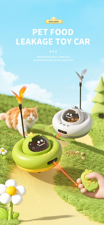 Remote Control Treat Toy Car Interactive Pet Puzzle Toy with Laser & Auto Standby