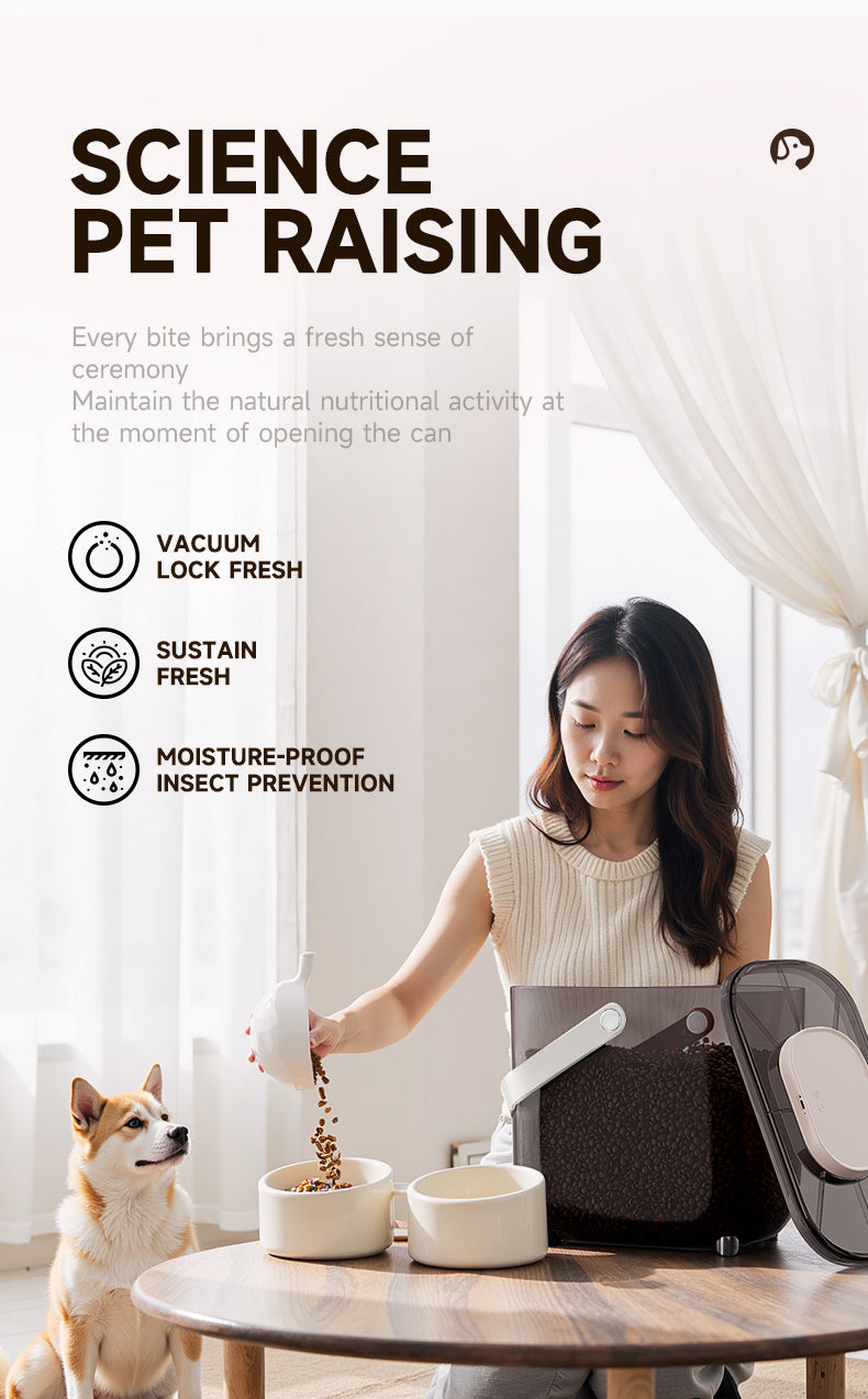 Q5 One-Touch Vacuum Sealing Pet Food Container – Keep Food Fresh Longer with Smart Constant Pressure & Large 10L Storage