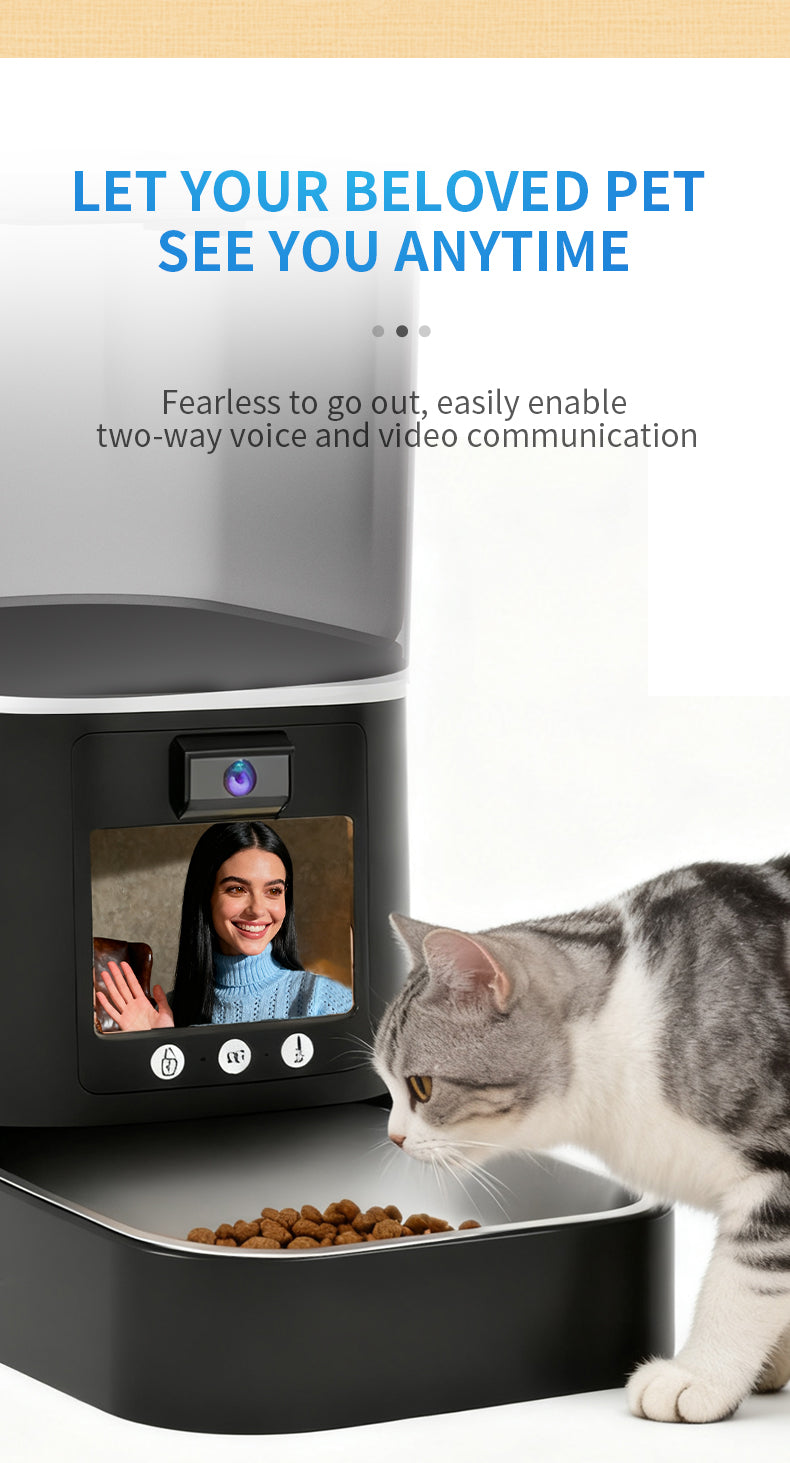 Petstarlet FX-01 Smart Pet Feeder with Interactive Display & Remote Camera — Auto Dispensing, Dual Power, 5L Capacity