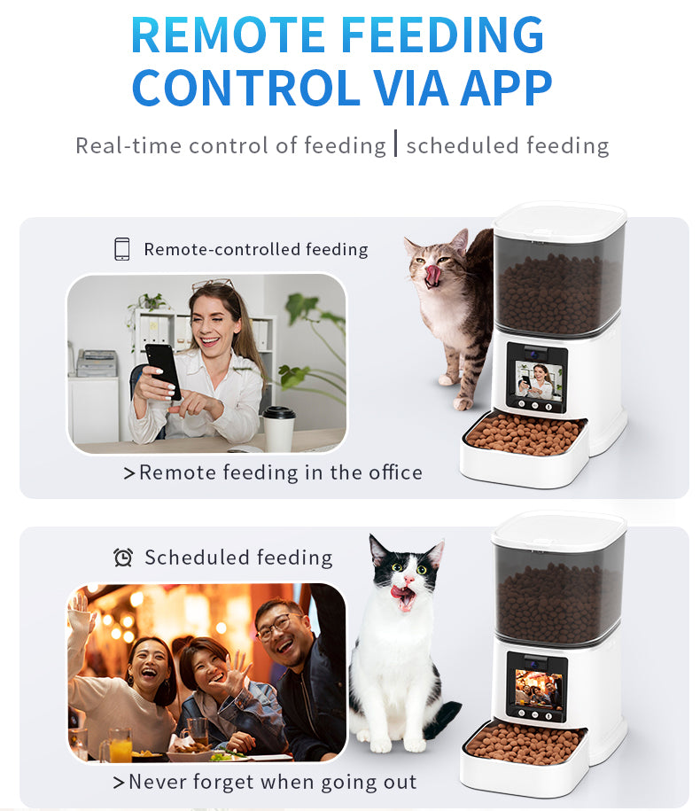 Petstarlet FX-01 Smart Pet Feeder with Interactive Display & Remote Camera — Auto Dispensing, Dual Power, 5L Capacity