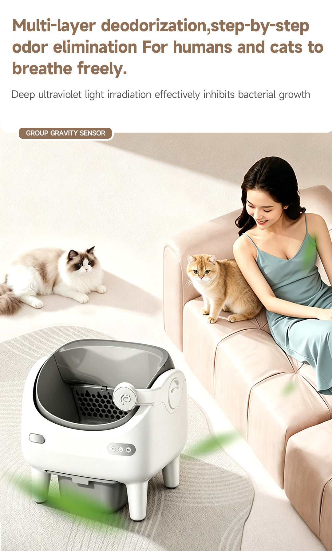 Camera Open Cat Litter Box, App Remote Control Self-Cleaning Litter Box with Gravity Sensor, Microwave Radar & Silver Ion Inner Wall