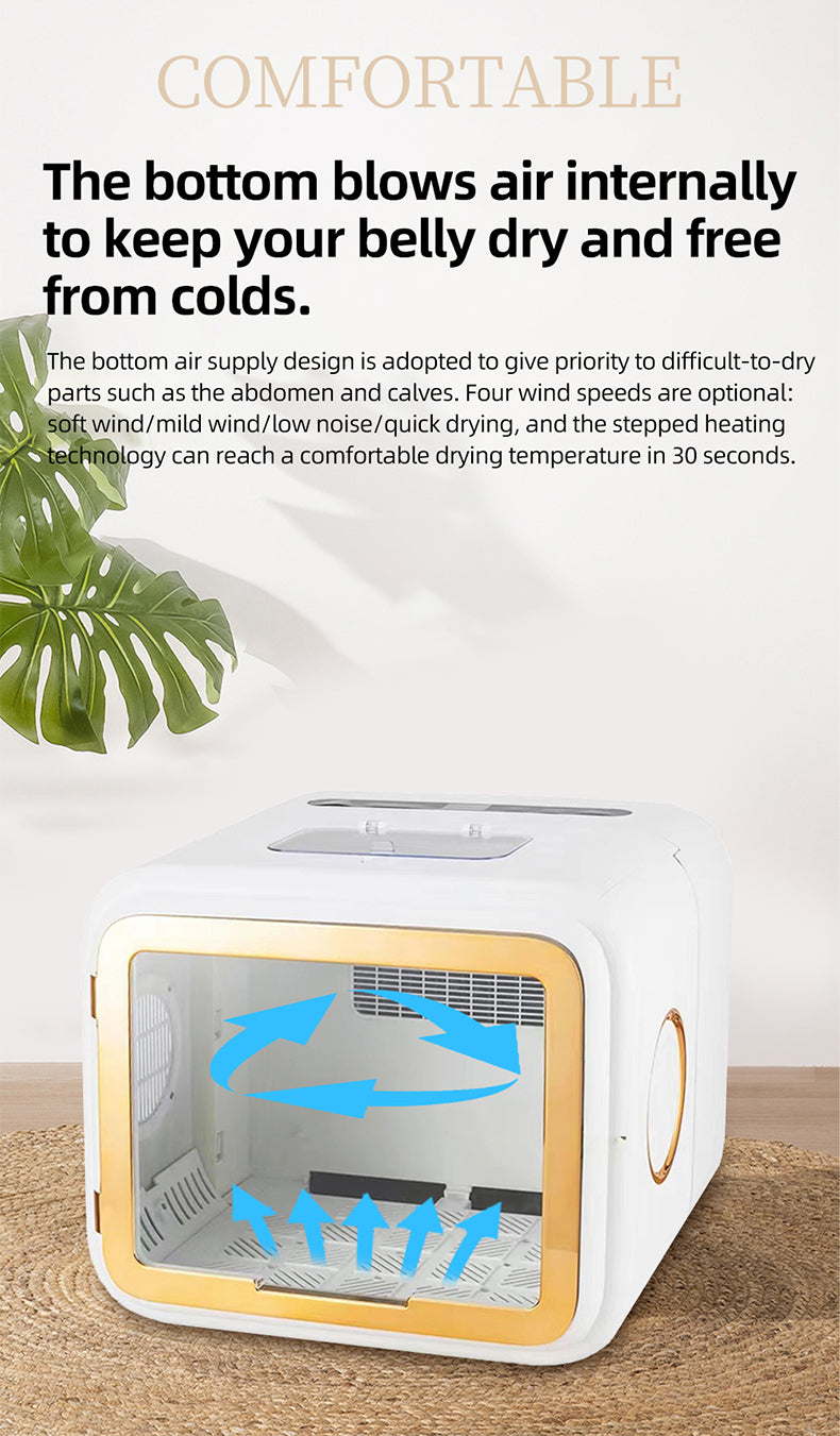A9 Foldable Pet Dryer Box — 68L Large Capacity with Ozone Sterilization & Cat Stroking Window