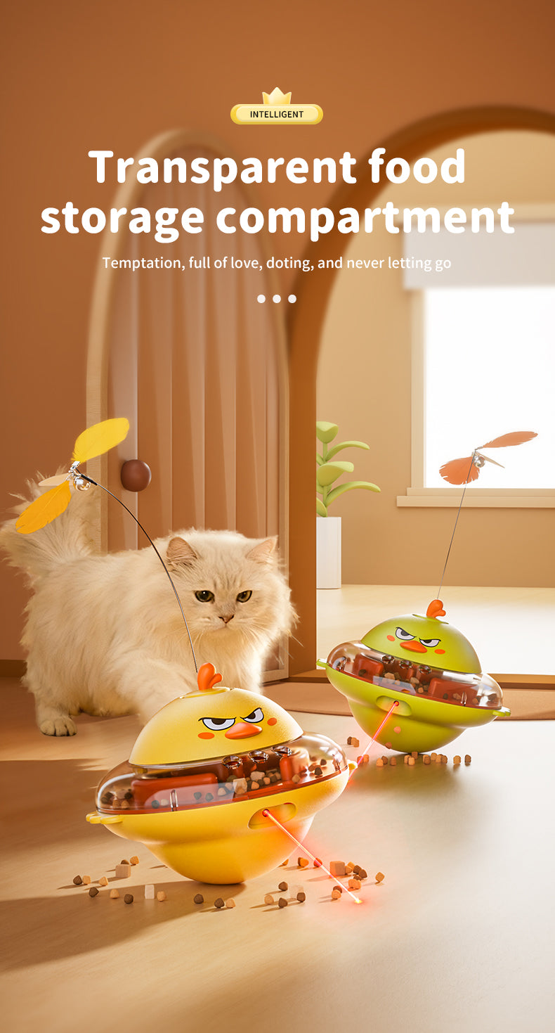 Interactive Cat Wobble Toy – 360° Anti-Fall Rolling Design with Built-in Red Laser, Adjustable Snack Opening & Clear Treat Chamber for Indoor Cats