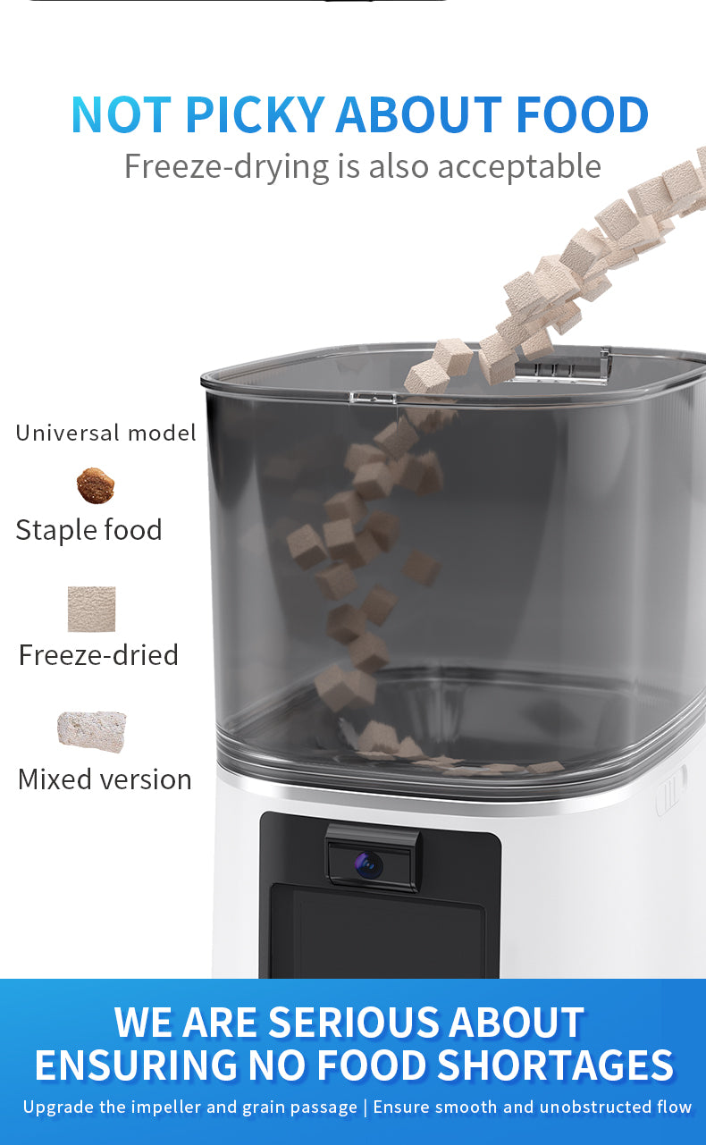 Petstarlet FX-01 Smart Pet Feeder with Interactive Display & Remote Camera — Auto Dispensing, Dual Power, 5L Capacity
