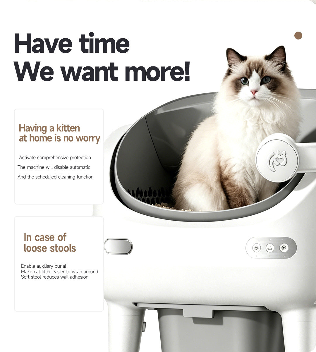 Camera Open Cat Litter Box, App Remote Control Self-Cleaning Litter Box with Gravity Sensor, Microwave Radar & Silver Ion Inner Wall