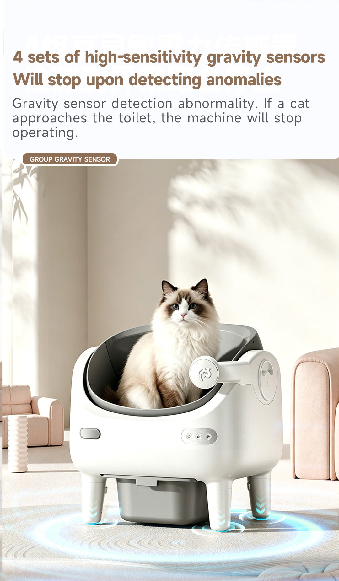 Camera Open Cat Litter Box, App Remote Control Self-Cleaning Litter Box with Gravity Sensor, Microwave Radar & Silver Ion Inner Wall