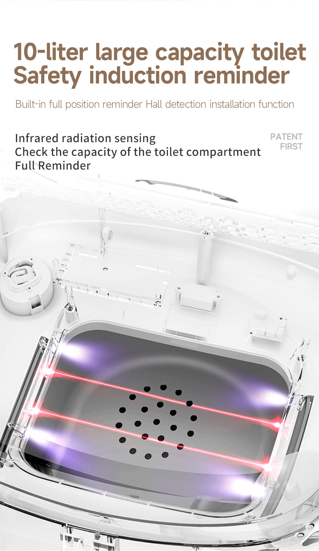 Camera Open Cat Litter Box, App Remote Control Self-Cleaning Litter Box with Gravity Sensor, Microwave Radar & Silver Ion Inner Wall