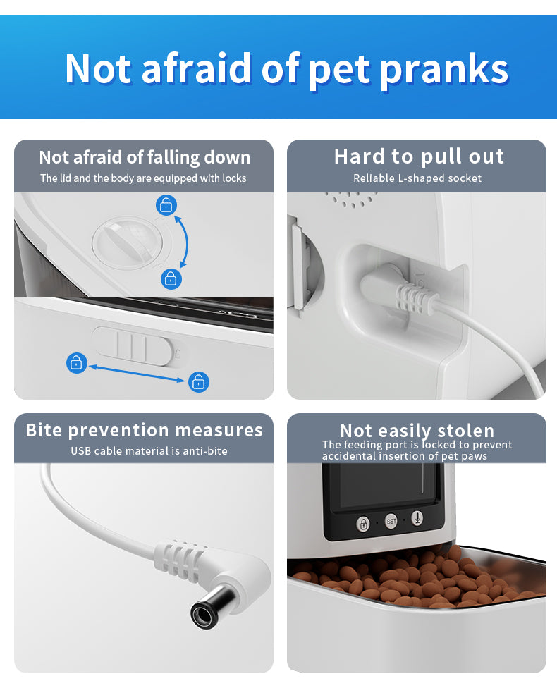 Petstarlet FX-01 Smart Pet Feeder with Interactive Display & Remote Camera — Auto Dispensing, Dual Power, 5L Capacity