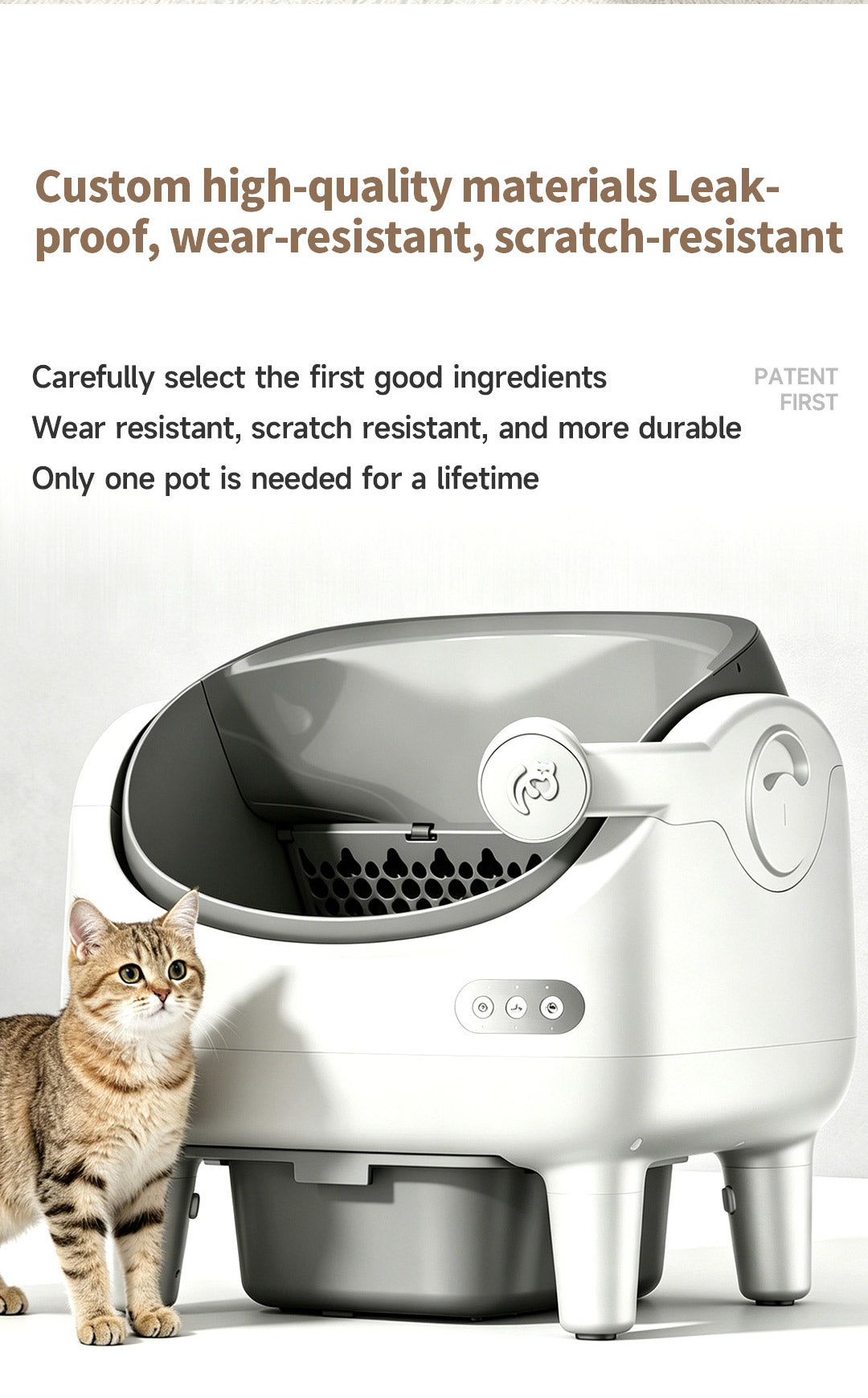 Camera Open Cat Litter Box, App Remote Control Self-Cleaning Litter Box with Gravity Sensor, Microwave Radar & Silver Ion Inner Wall