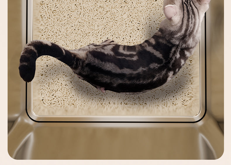 S1 Smart Stainless Steel Litter Box – Semi-Enclosed, Easy-Clean Removable Pan, Splash Guard, Optional Electric Scoop & Deodorizing Spray, Ideal for Smart Cat Homes