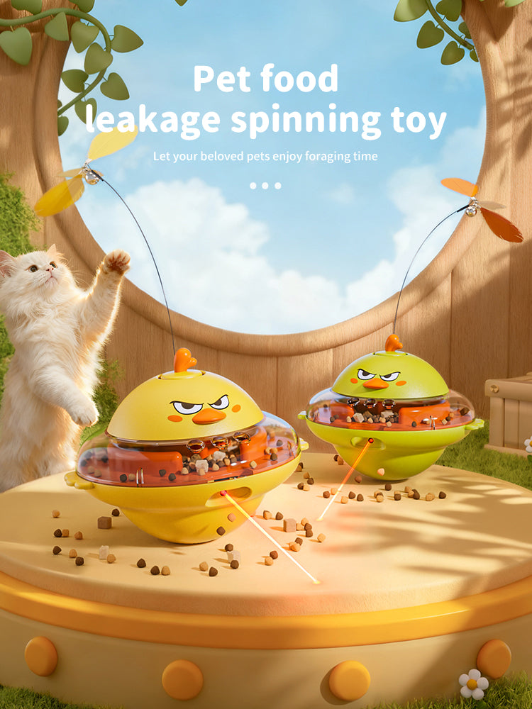 Interactive Cat Wobble Toy – 360° Anti-Fall Rolling Design with Built-in Red Laser, Adjustable Snack Opening & Clear Treat Chamber for Indoor Cats