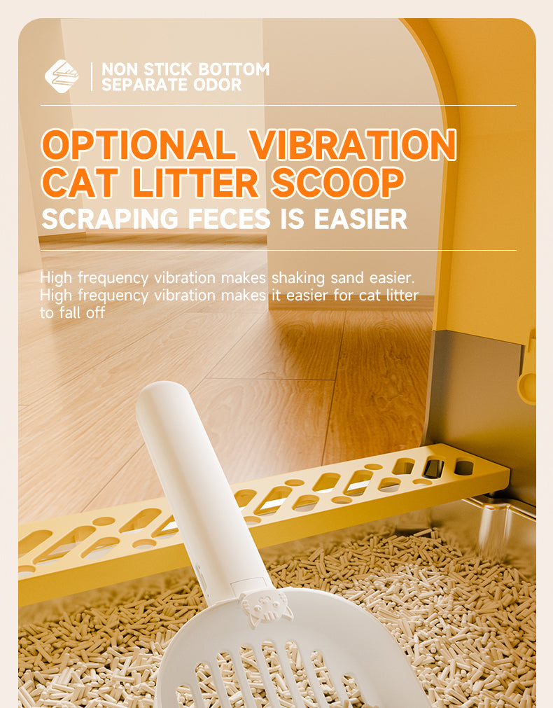 S1 Smart Stainless Steel Litter Box – Semi-Enclosed, Easy-Clean Removable Pan, Splash Guard, Optional Electric Scoop & Deodorizing Spray, Ideal for Smart Cat Homes