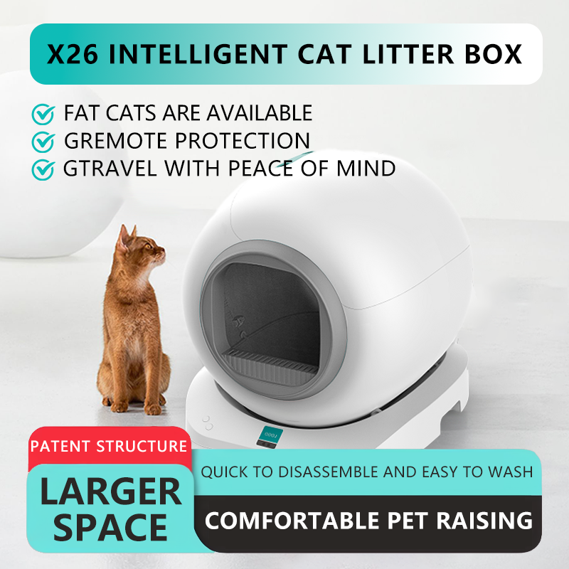 X26 Smart Litter Box – App Remote Control, Silver-Ion Antibacterial, Multi-Cat Recognition with Temp/Humidity Display & One-Click Litter Change