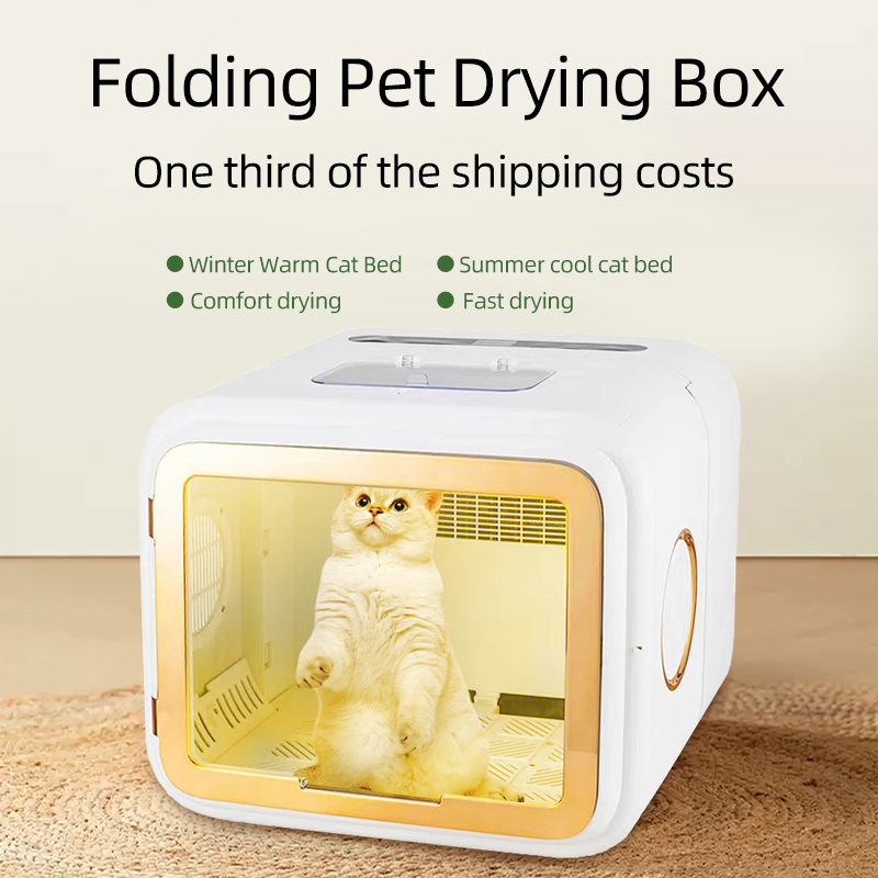 A9 Foldable Pet Dryer Box — 68L Large Capacity with Ozone Sterilization & Cat Stroking Window