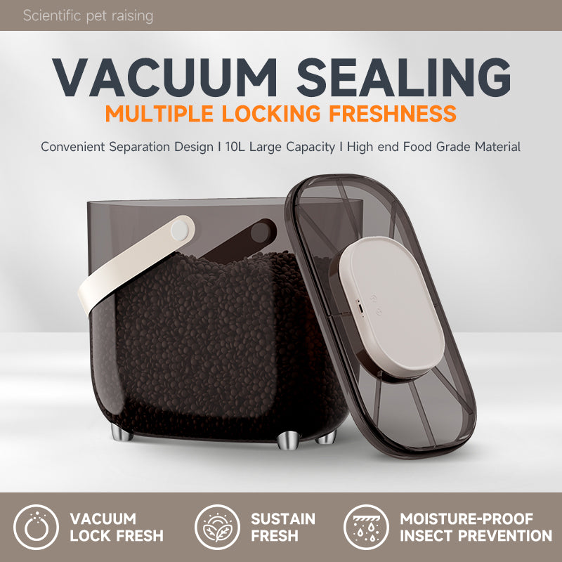 Q5 One-Touch Vacuum Sealing Pet Food Container – Keep Food Fresh Longer with Smart Constant Pressure & Large 10L Storage