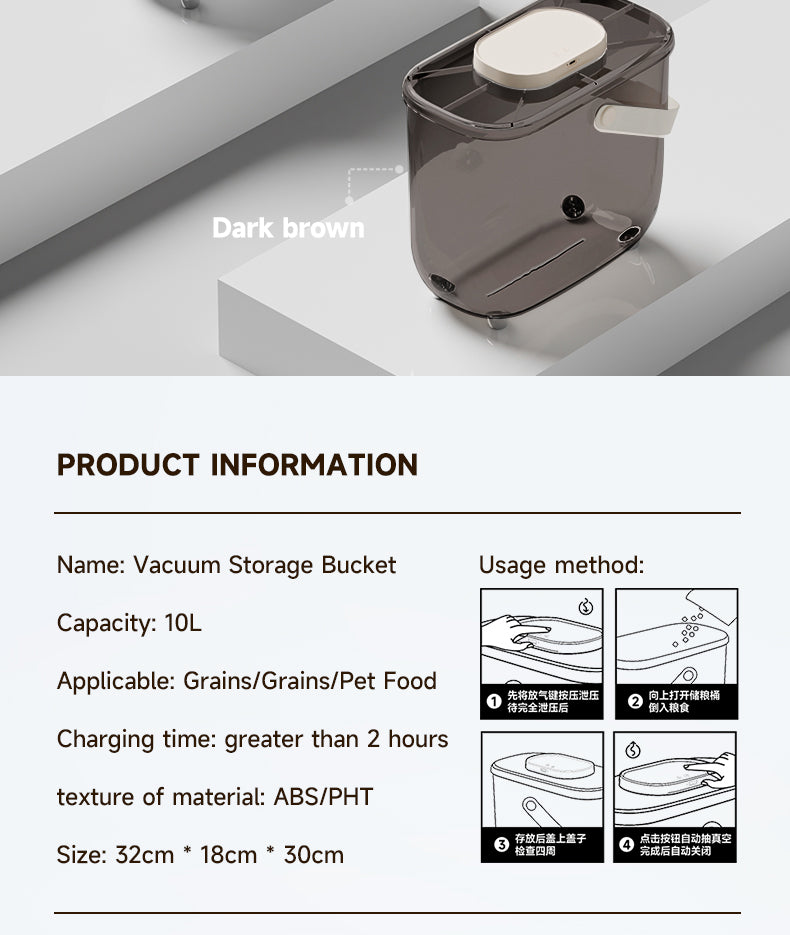 Q5 One-Touch Vacuum Sealing Pet Food Container – Keep Food Fresh Longer with Smart Constant Pressure & Large 10L Storage