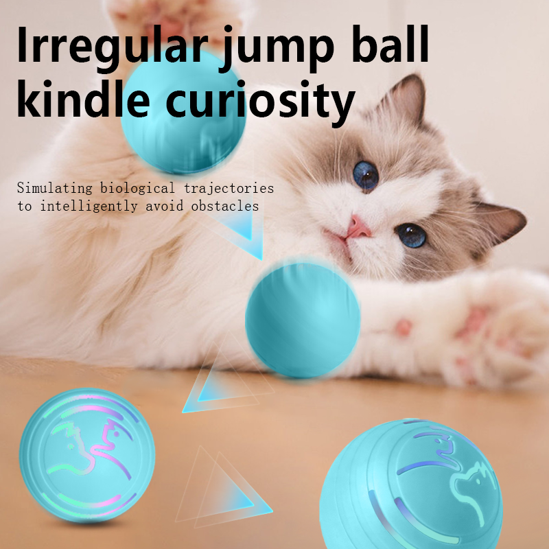 Q2 Interactive Pet Ball – 3 Vibration Modes & Flashing Lights (TPU, 5 Colors)
