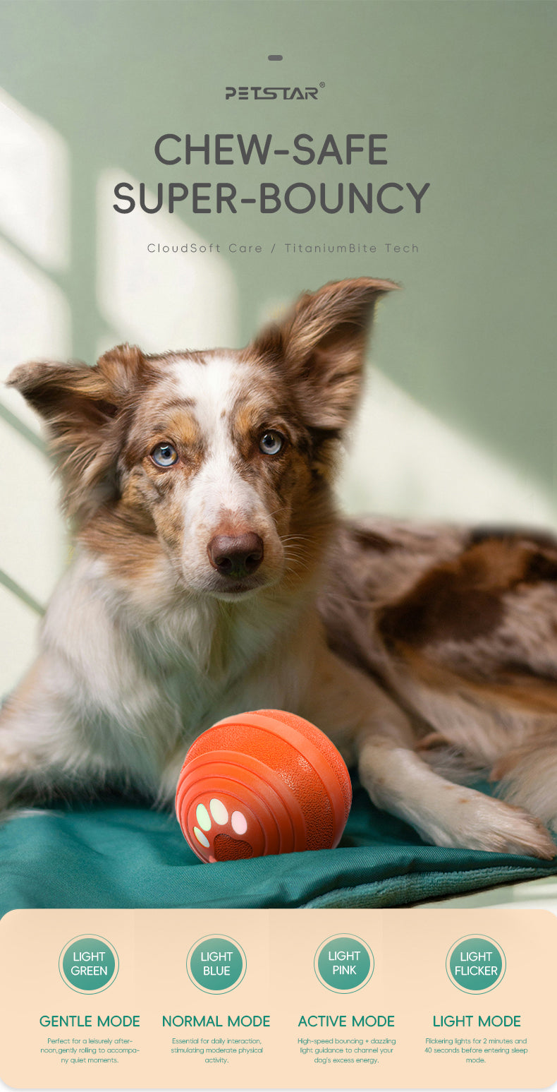 Upgraded Smart Vibration Pet Ball – 3 Intensity Modes, Flashing LED Lights & Remote Control