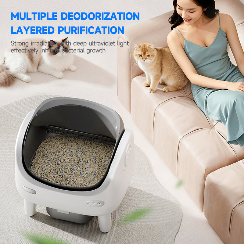 V7 Smart Cat Litter Box – App Remote Control | Auto-Cleaning + Leveling + Litter Change + Odor Control