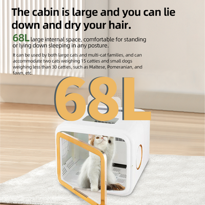 A9 Foldable Pet Dryer Box — 68L Large Capacity with Ozone Sterilization & Cat Stroking Window