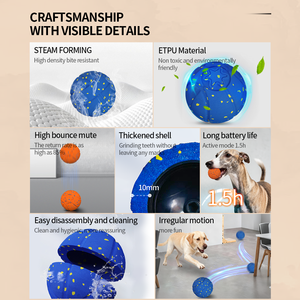 Q9-2 4th Gen Interactive Pet Ball – 3 Rolling Modes, Random Movement, Remote  Control (ETPU, 80mm)