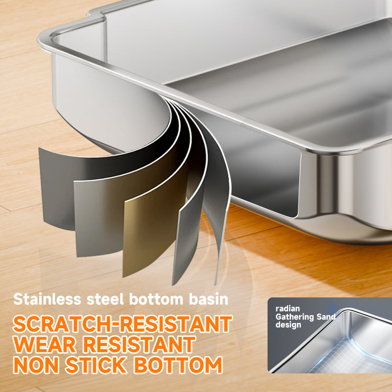 S1 Smart Stainless Steel Litter Box – Semi-Enclosed, Easy-Clean Removable Pan, Splash Guard, Optional Electric Scoop & Deodorizing Spray, Ideal for Smart Cat Homes
