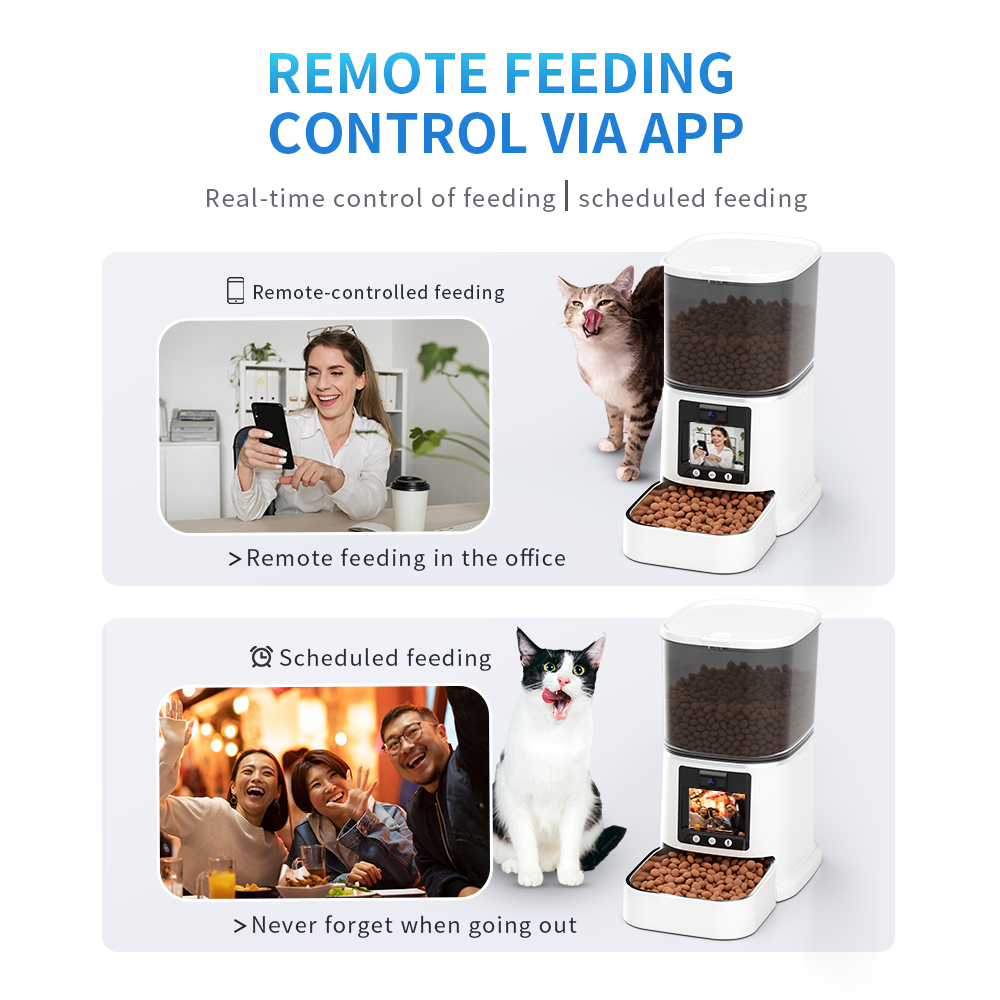 Petstarlet FX-01 Smart Pet Feeder with Interactive Display & Remote Camera — Auto Dispensing, Dual Power, 5L Capacity