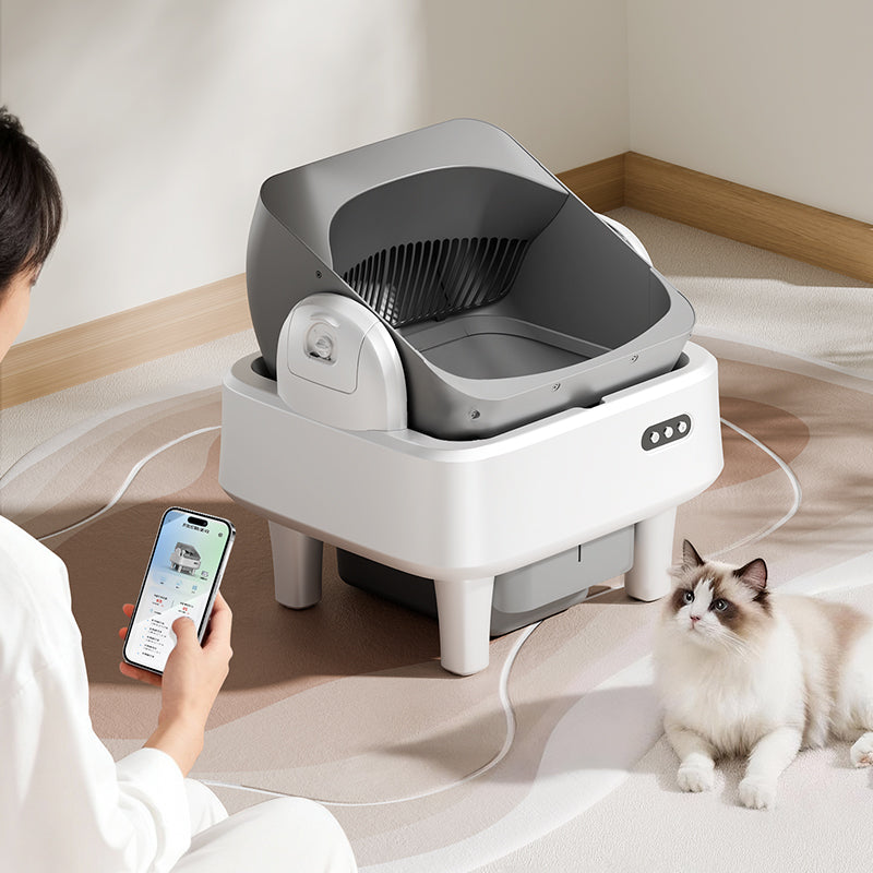 Intelligent tipping bucket cat litter basin - automatic deodorization spray system