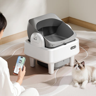 Intelligent tipping bucket cat litter basin - automatic deodorization spray system