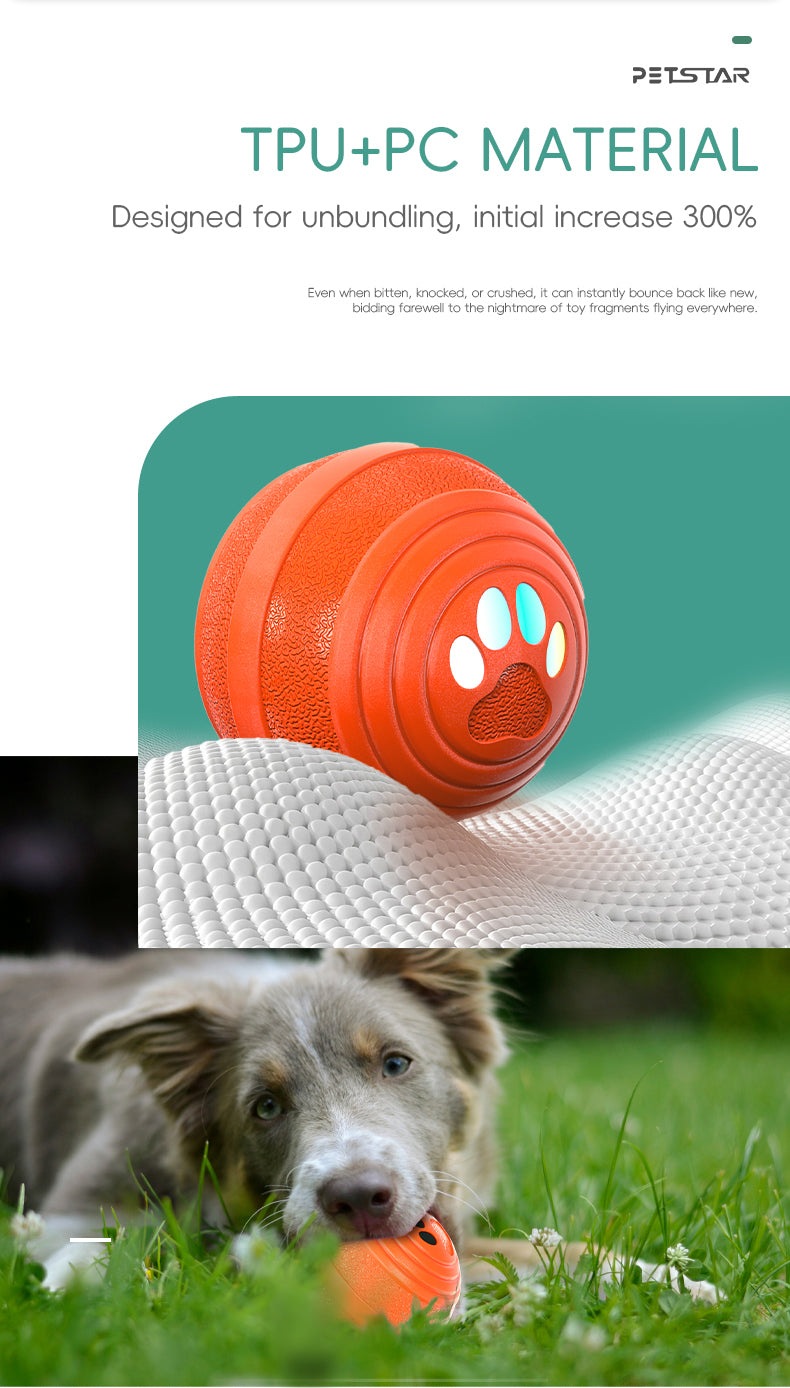 Upgraded Smart Vibration Pet Ball – 3 Intensity Modes, Flashing LED Lights & Remote Control