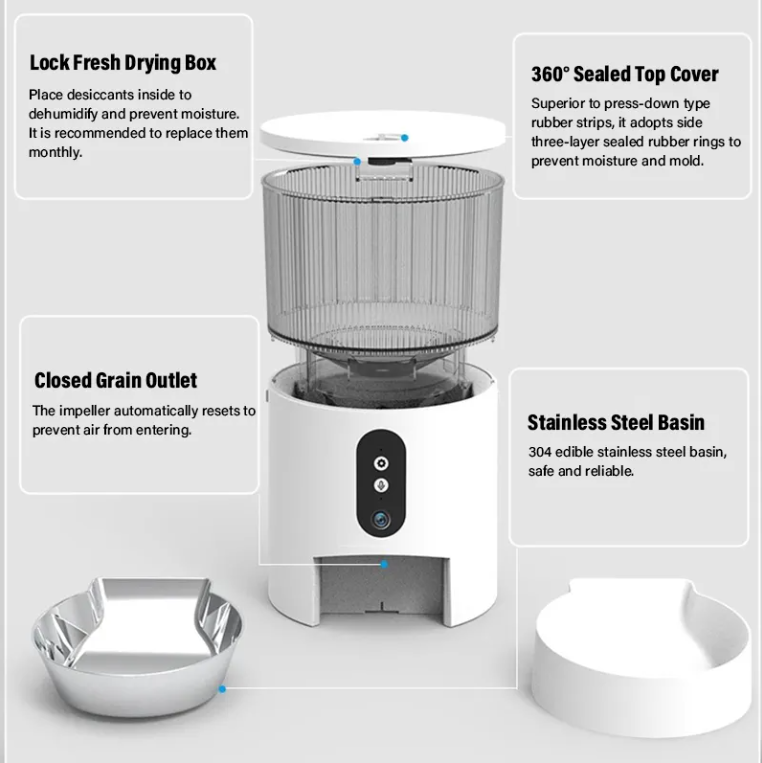Smart Feeder Model X40 – 3L Capacity, App Control, Real-Time Video & Anti-Jam Design