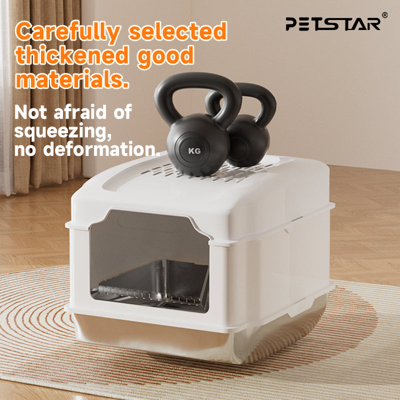 Stainless Steel Cat Litter Box S5 – Non-Stick, Easy Cleaning, Odor-Blocking Enclosed Design