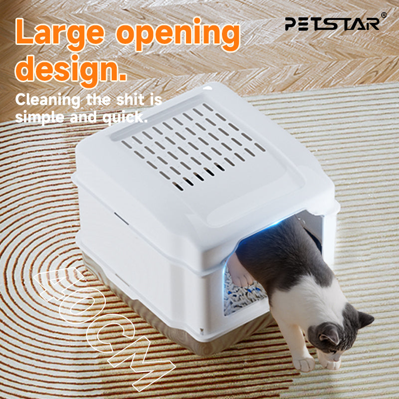 Stainless Steel Cat Litter Box S5 – Non-Stick, Easy Cleaning, Odor-Blocking Enclosed Design