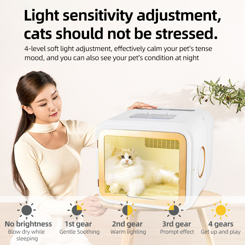 A9 Foldable Pet Dryer Box — 68L Large Capacity with Ozone Sterilization & Cat Stroking Window