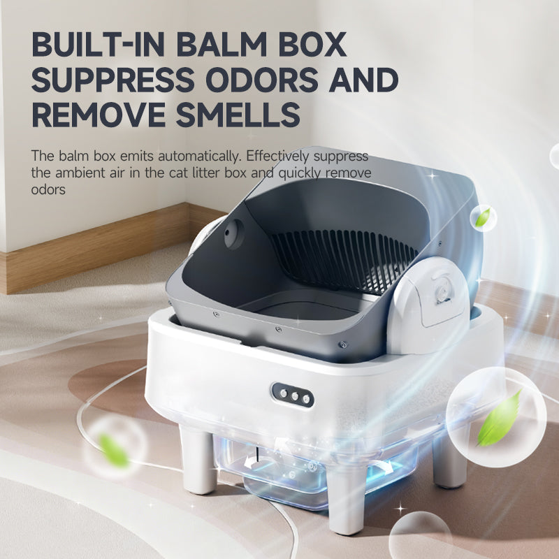 Intelligent tipping bucket cat litter basin - automatic deodorization spray system