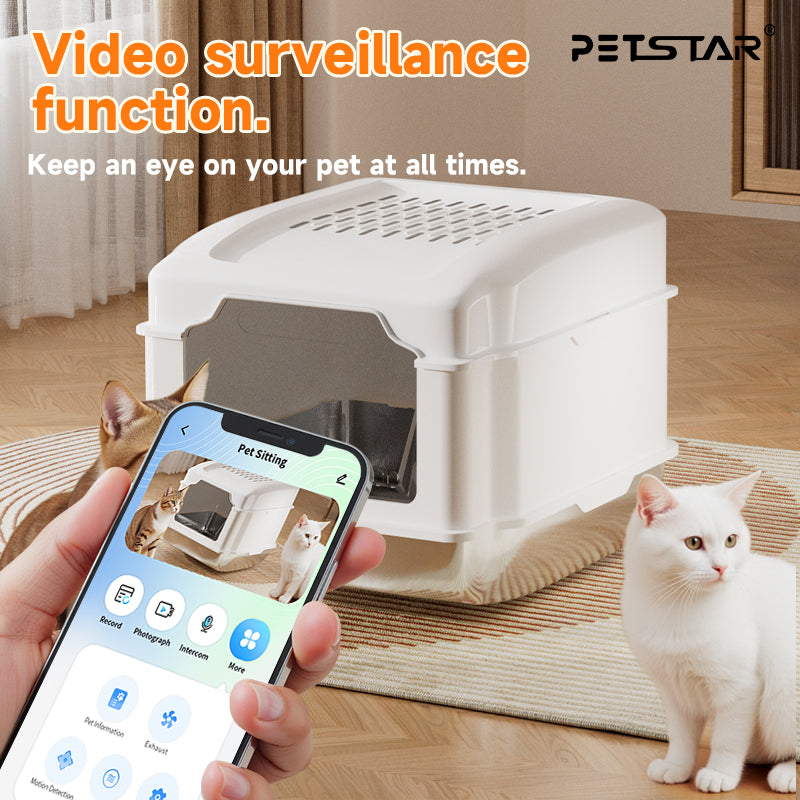 Stainless Steel Cat Litter Box S5 – Non-Stick, Easy Cleaning, Odor-Blocking Enclosed Design