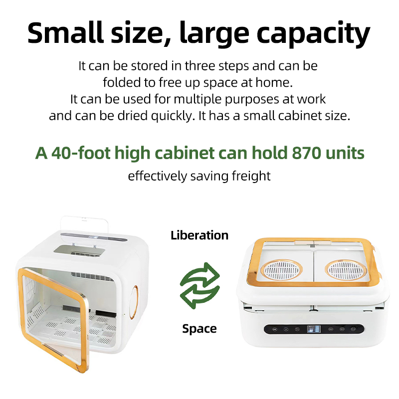A9 Foldable Pet Dryer Box — 68L Large Capacity with Ozone Sterilization & Cat Stroking Window