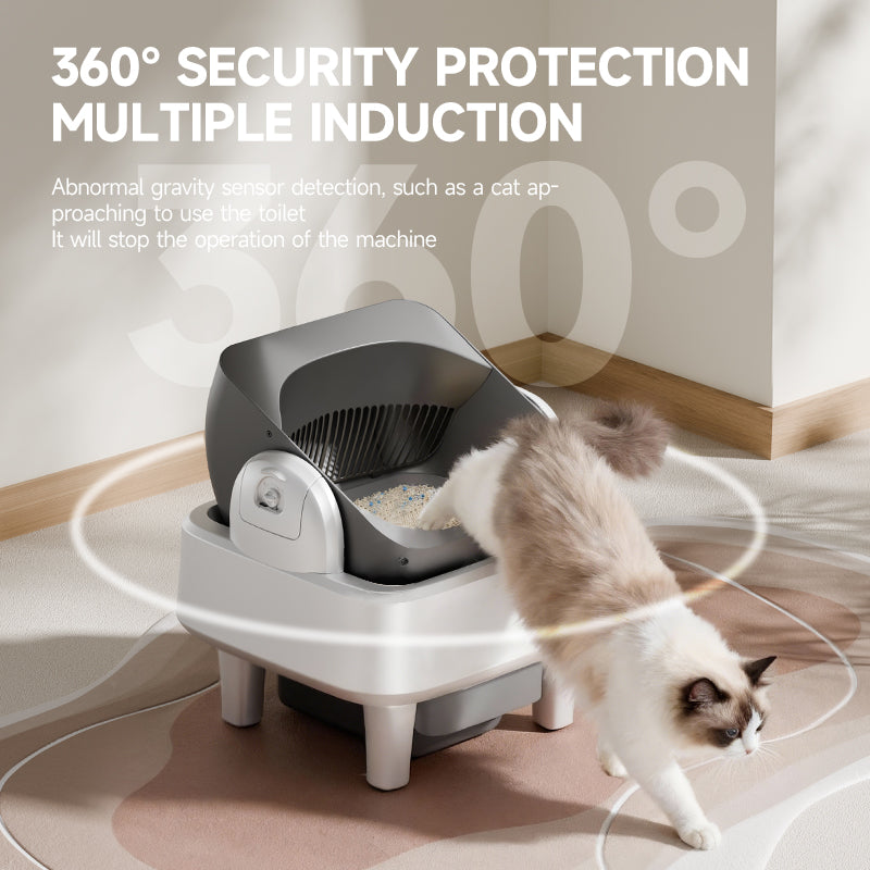 Intelligent tipping bucket cat litter basin - automatic deodorization spray system