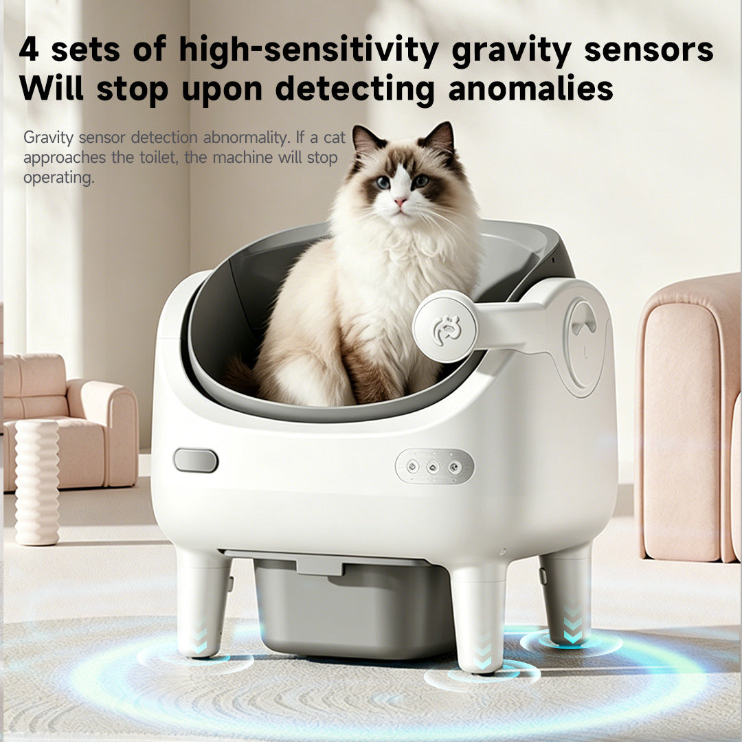 Camera Open Cat Litter Box, App Remote Control Self-Cleaning Litter Box with Gravity Sensor, Microwave Radar & Silver Ion Inner Wall