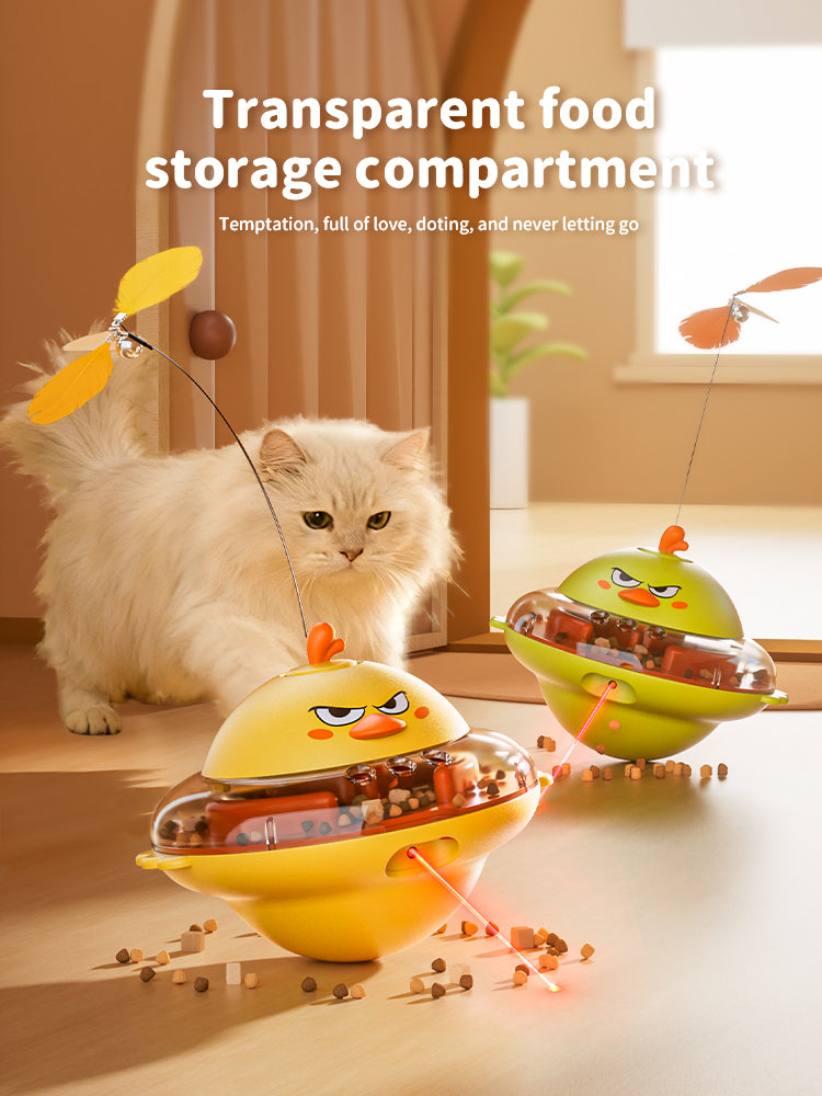 Interactive Cat Wobble Toy – 360° Anti-Fall Rolling Design with Built-in Red Laser, Adjustable Snack Opening & Clear Treat Chamber for Indoor Cats