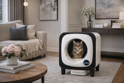 Self Cleaning Cat Litter Box Open-Top Automatic Litter Box for Multiple Cats with Safety Sensors Includes Liner Bags and Litter Mat Grey
