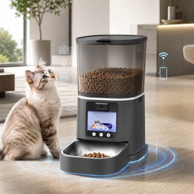 Petstarlet FX-01 Smart Pet Feeder with Interactive Display & Remote Camera — Auto Dispensing, Dual Power, 5L Capacity