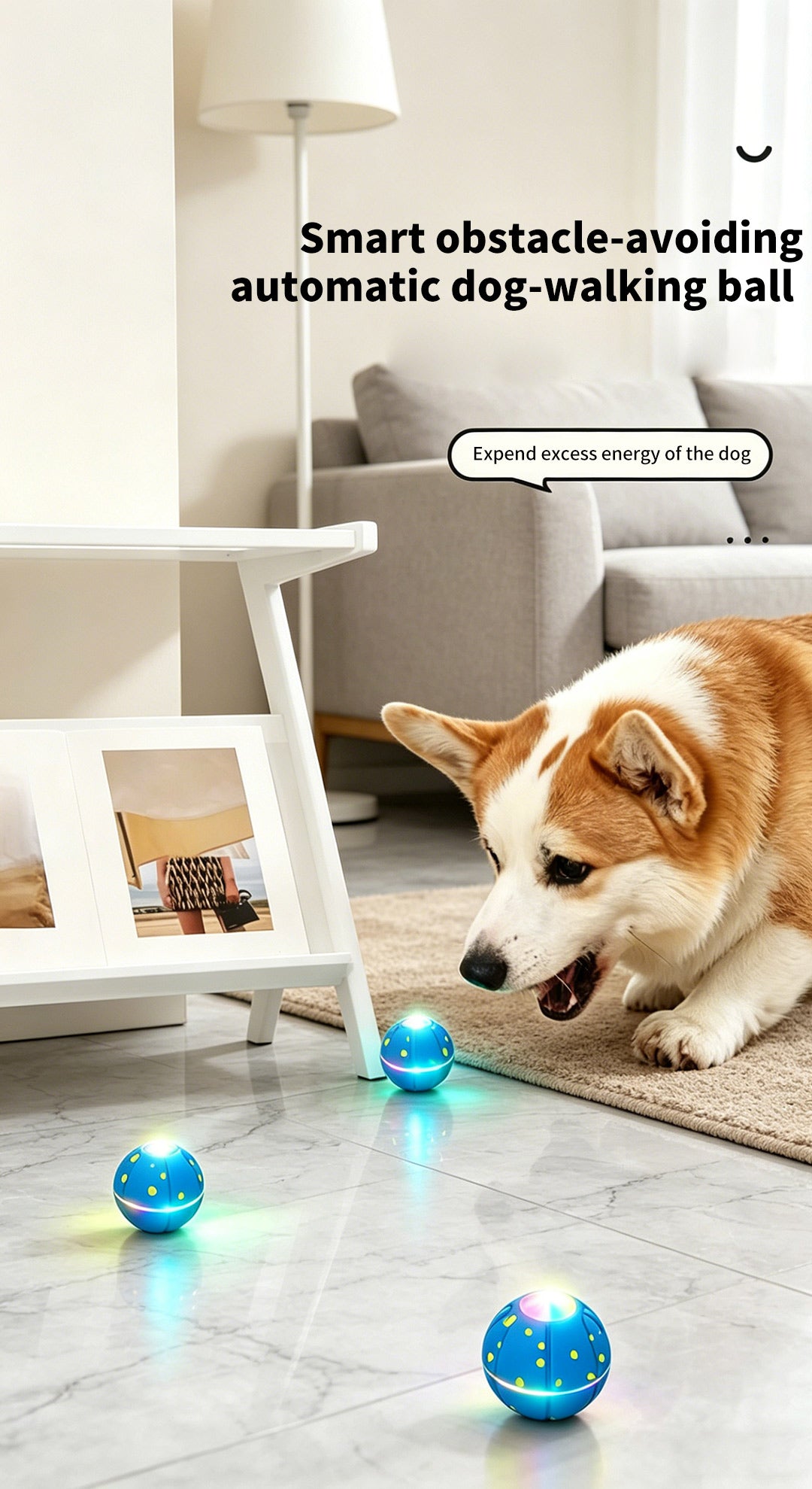 Pet Ball Q11 (5th Gen) – Rechargeable Interactive Toy with Remote Control, Flashing Light & 3 Vibration Modes for Dogs/Cats