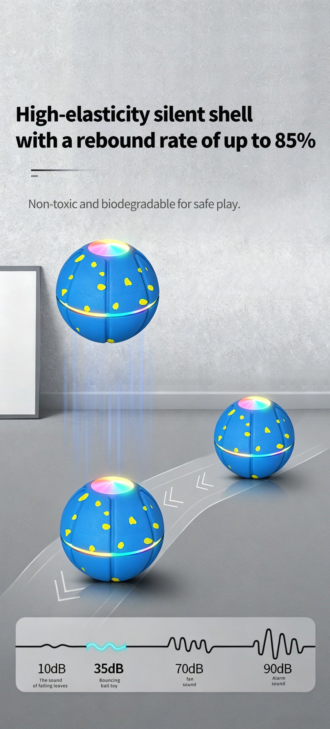 Pet Ball Q11 (5th Gen) – Rechargeable Interactive Toy with Remote Control, Flashing Light & 3 Vibration Modes for Dogs/Cats
