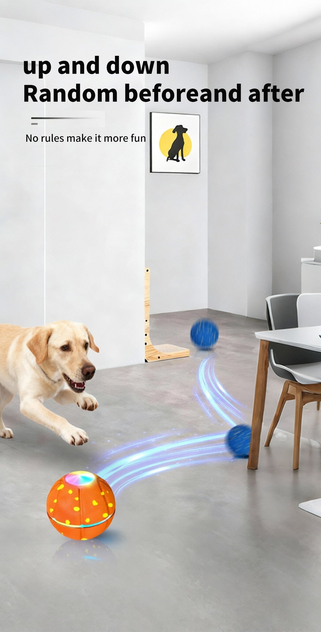 Pet Ball Q11 (5th Gen) – Rechargeable Interactive Toy with Remote Control, Flashing Light & 3 Vibration Modes for Dogs/Cats