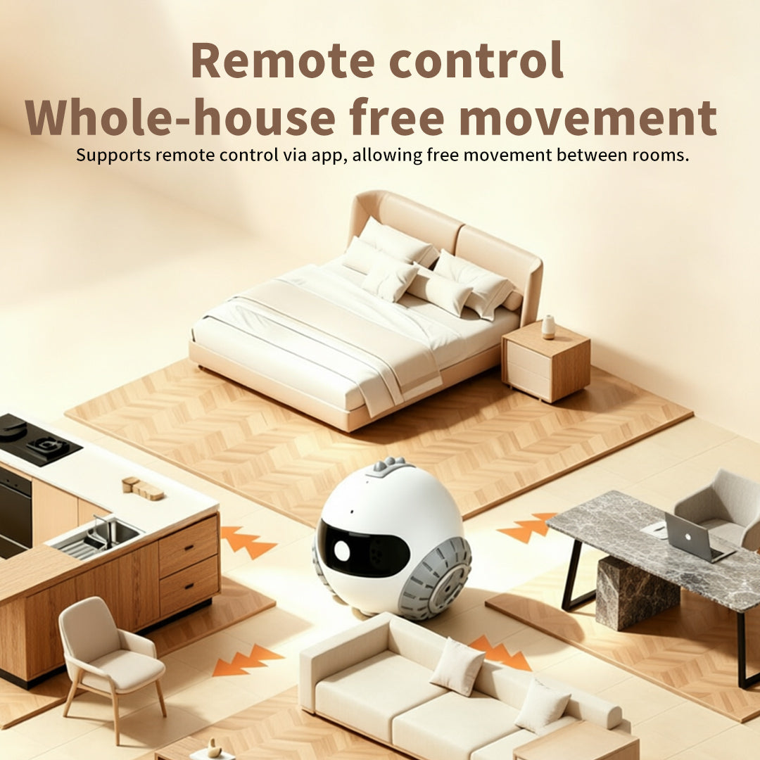 Smart Pet Companion Robot – HD Camera for Real-Time Viewing, Two-Way Voice, Interactive Wand Toy & Red Laser, Auto Obstacle Avoidance & Auto Recharge