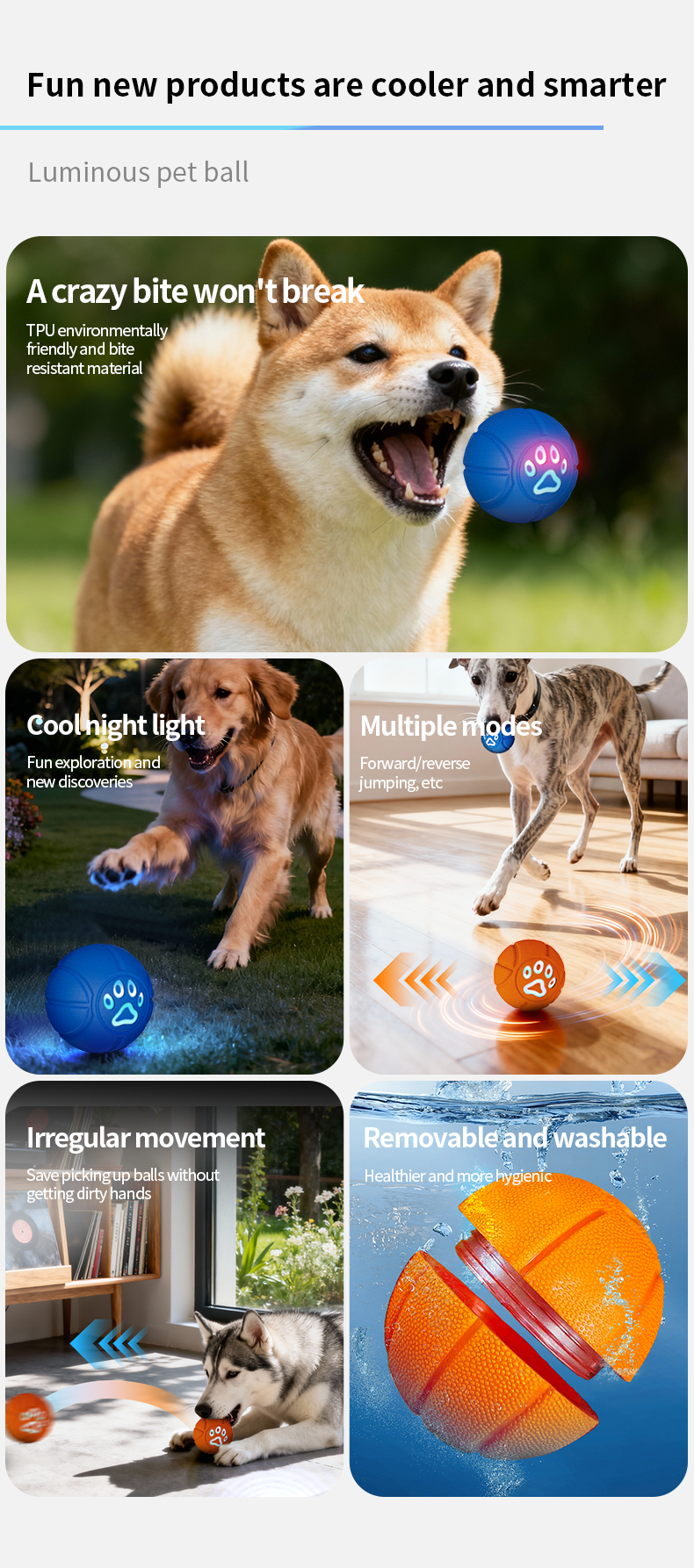 6.5cm TPU Bouncing & Rolling Dog Toy Ball – Interactive Puppy Exercise Toy